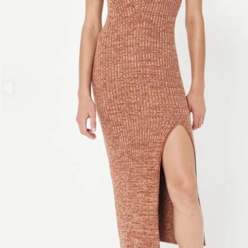 Rowie the Label Orange Ribbed Sleeveless Bodycon Maxi Dress